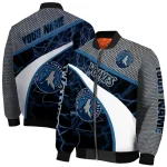 customized minnesota timberwolves electric flash midnight blue bomber jacket best selling