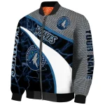 customized minnesota timberwolves electric flash midnight blue bomber jacket best selling