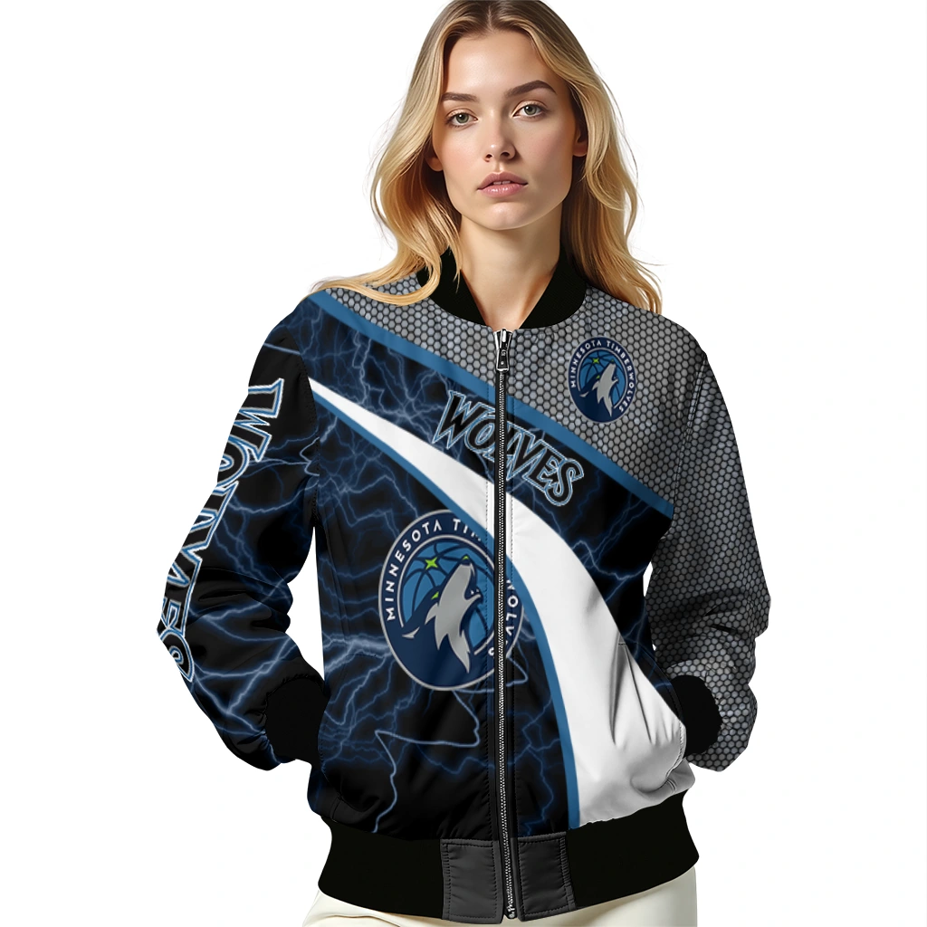customized minnesota timberwolves electric flash midnight blue bomber jacket latest model customized minnesota timberwolves electric flash midnight blue bomber jacket latest model