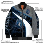 customized minnesota timberwolves electric flash midnight blue bomber jacket best selling