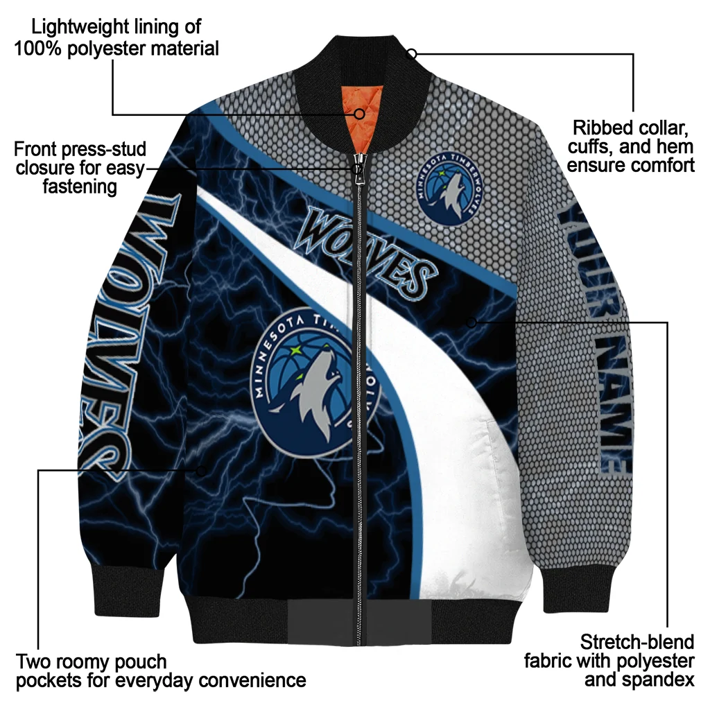 customized minnesota timberwolves electric flash midnight blue bomber jacket new arrival customized minnesota timberwolves electric flash midnight blue bomber jacket new arrival