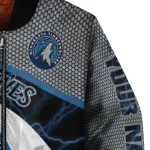 customized minnesota timberwolves electric flash midnight blue bomber jacket best selling