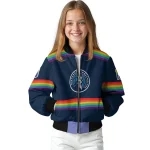customized minnesota timberwolves rainbow jersey number midnight blue bomber jacket best selling