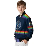 customized minnesota timberwolves rainbow jersey number midnight blue bomber jacket best selling