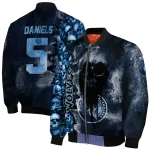 customized minnesota timberwolves skull cluster midnight blue bomber jacket best selling