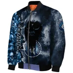 customized minnesota timberwolves skull cluster midnight blue bomber jacket best selling