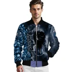 customized minnesota timberwolves skull cluster midnight blue bomber jacket best selling