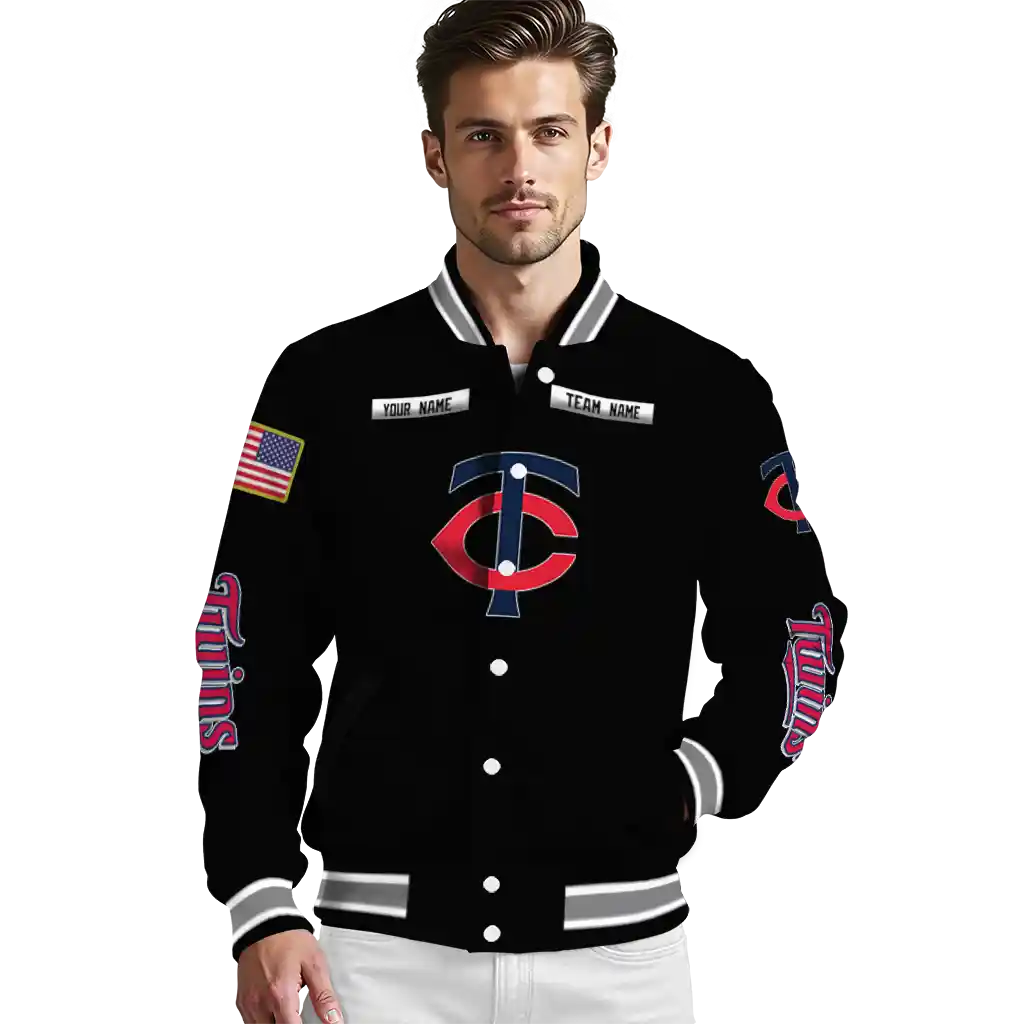 customized minnesota twins american flag skull black varsity jacket high quality customized minnesota twins american flag skull black varsity jacket high quality