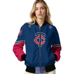 customized minnesota twins chevron style navy bomber jacket best selling