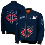 customized minnesota twins claw gash navy bomber jacket best selling