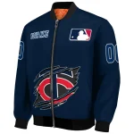 customized minnesota twins claw gash navy bomber jacket best selling