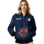 customized minnesota twins claw gash navy bomber jacket best selling