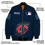 customized minnesota twins claw gash navy bomber jacket best selling