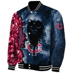 customized minnesota twins skull cluster navy varsity jacket best selling