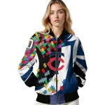 customized minnesota twins stars and stripes slashes navy bomber jacket best selling