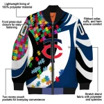 customized minnesota twins stars and stripes slashes navy bomber jacket best selling