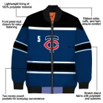 customized minnesota twins stripe statement navy black bomber jacket best selling