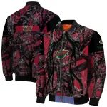 customized minnesota wild antlers motif red black bomber jacket best selling