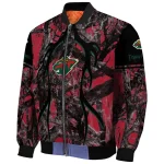 customized minnesota wild antlers motif red black bomber jacket best selling