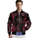 customized minnesota wild antlers motif red black bomber jacket best selling
