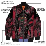 customized minnesota wild antlers motif red black bomber jacket best selling