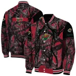 customized minnesota wild antlers motif red black varsity jacket best selling