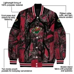 customized minnesota wild antlers motif red black varsity jacket best selling