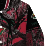 customized minnesota wild antlers motif red black varsity jacket best selling