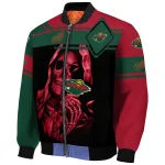 customized minnesota wild reaper hands red black bomber jacket best selling