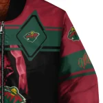 customized minnesota wild reaper hands red black bomber jacket best selling