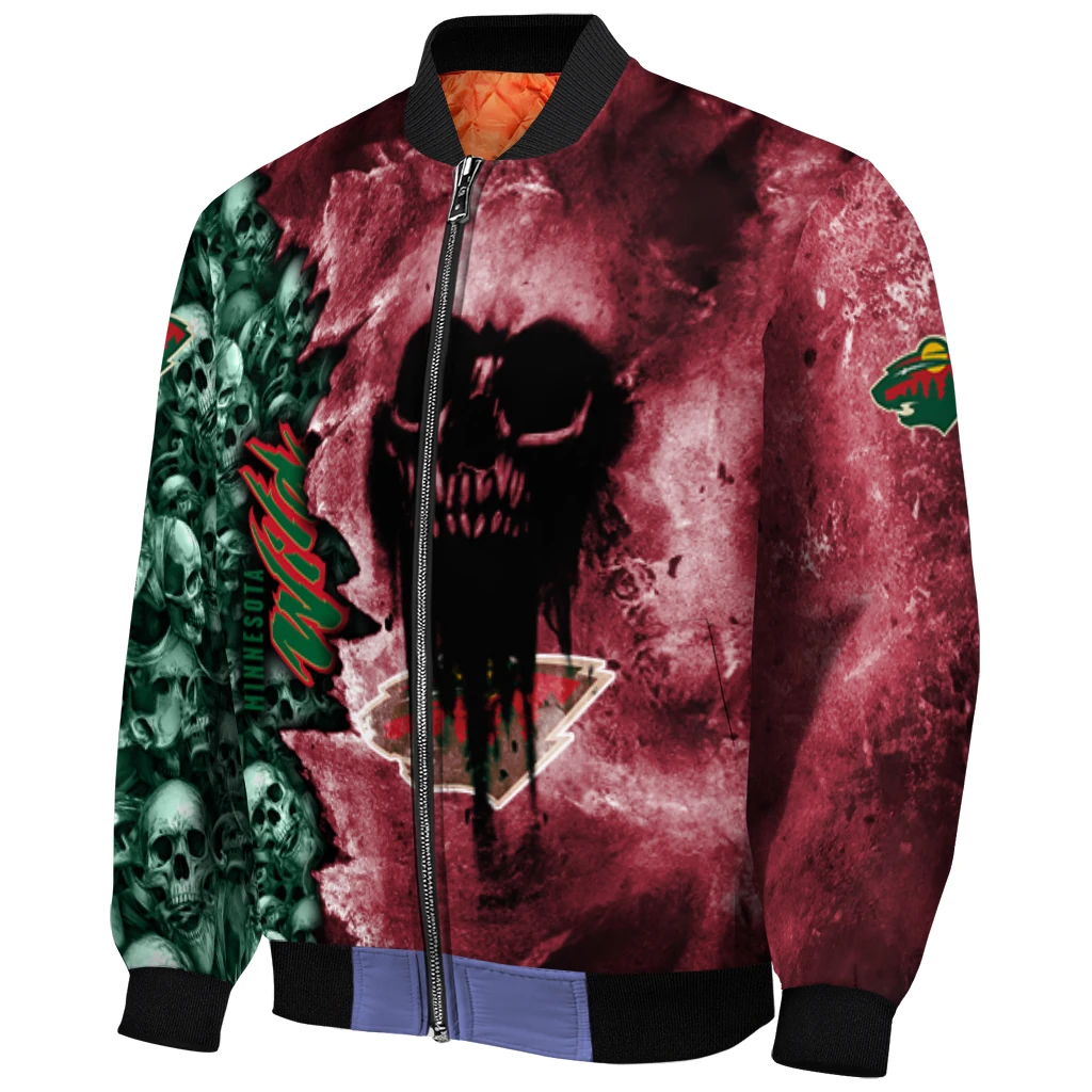 customized minnesota wild skull cluster red bomber jacket fashion forward customized minnesota wild skull cluster red bomber jacket fashion forward