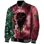 customized minnesota wild skull cluster red varsity jacket best selling