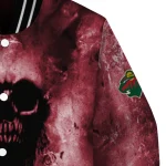 customized minnesota wild skull cluster red varsity jacket best selling