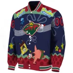 customized minnesota wild spongebob playtime red blue varsity jacket best selling