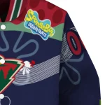customized minnesota wild spongebob playtime red blue varsity jacket best selling