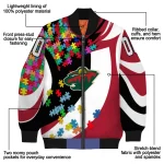 customized minnesota wild stars and stripes slashes red bomber jacket best selling