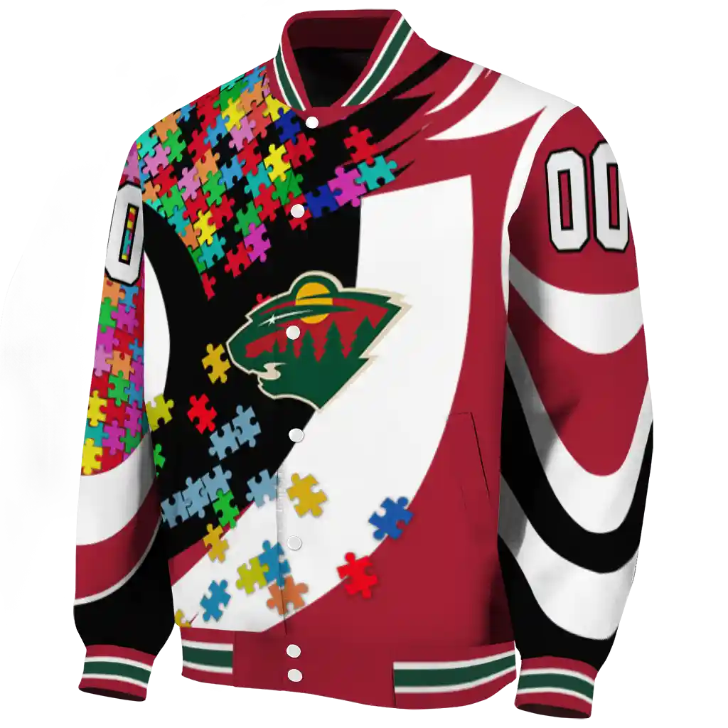 customized minnesota wild stars and stripes slashes red varsity jacket best selling customized minnesota wild stars and stripes slashes red varsity jacket best selling