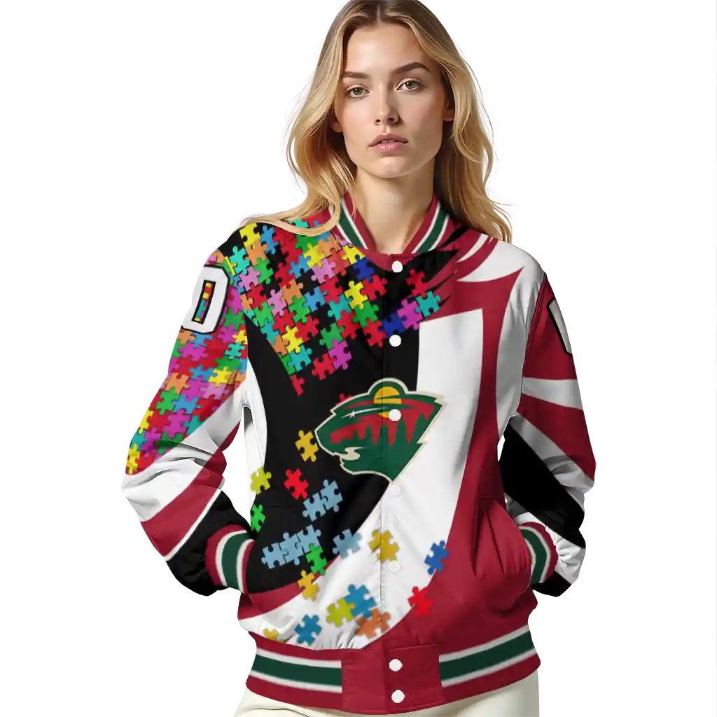 customized minnesota wild stars and stripes slashes red varsity jacket latest model customized minnesota wild stars and stripes slashes red varsity jacket latest model
