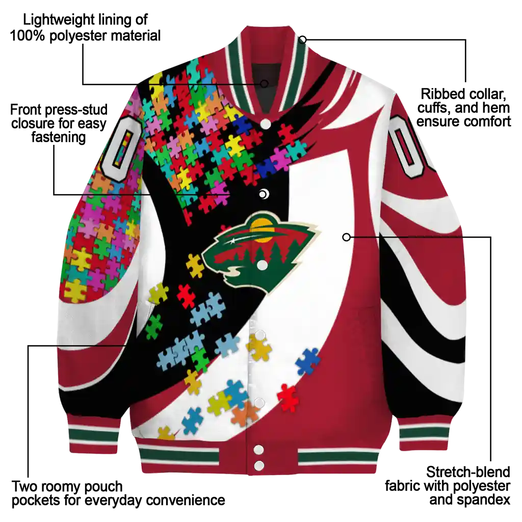customized minnesota wild stars and stripes slashes red varsity jacket new arrival customized minnesota wild stars and stripes slashes red varsity jacket new arrival