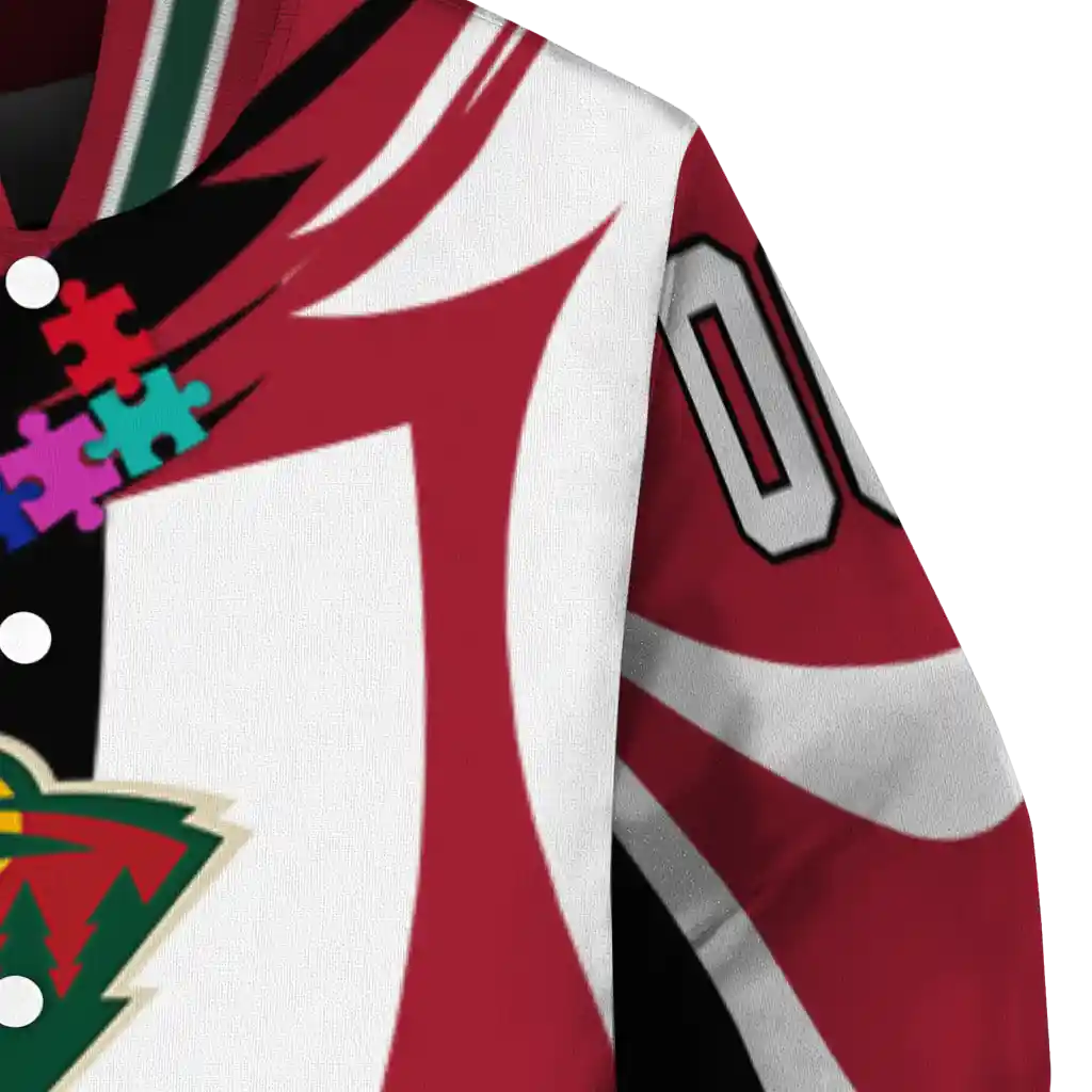 customized minnesota wild stars and stripes slashes red varsity jacket premium grade customized minnesota wild stars and stripes slashes red varsity jacket premium grade