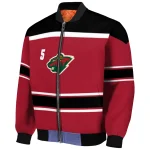 customized minnesota wild stripe statement red black bomber jacket best selling