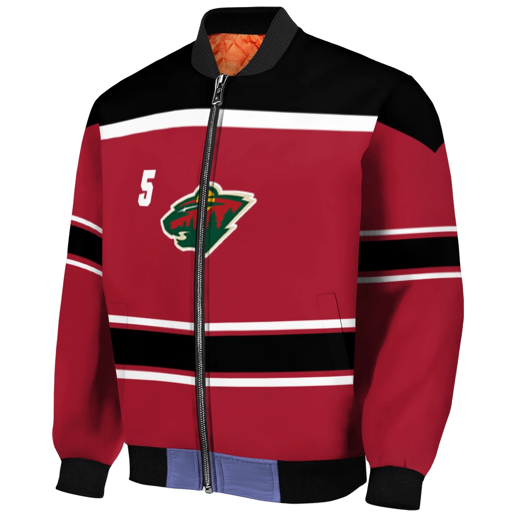 customized minnesota wild stripe statement red black bomber jacket fashion forward customized minnesota wild stripe statement red black bomber jacket fashion forward