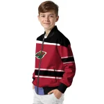 customized minnesota wild stripe statement red black bomber jacket best selling