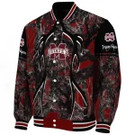 customized mississippi state bulldogs antlers motif maroon black varsity jacket best selling