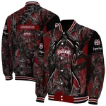 customized mississippi state bulldogs antlers motif maroon black varsity jacket best selling
