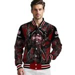 customized mississippi state bulldogs antlers motif maroon black varsity jacket best selling