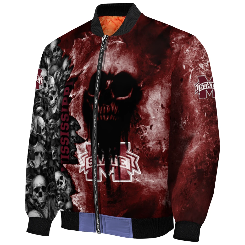 customized mississippi state bulldogs skull cluster maroon bomber jacket fashion forward customized mississippi state bulldogs skull cluster maroon bomber jacket fashion forward