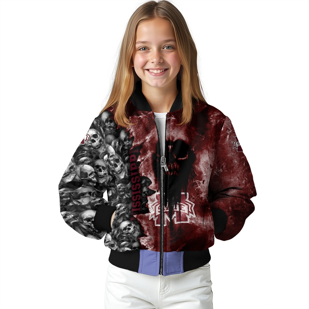 customized mississippi state bulldogs skull cluster maroon bomber jacket top rated customized mississippi state bulldogs skull cluster maroon bomber jacket top rated