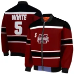 customized mississippi state bulldogs stripe statement maroon black bomber jacket best selling