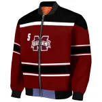 customized mississippi state bulldogs stripe statement maroon black bomber jacket best selling